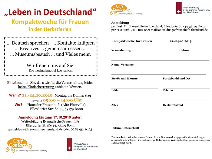 Leben in Deutschland - Kompaktwoche für Frauen in den Herbstferien