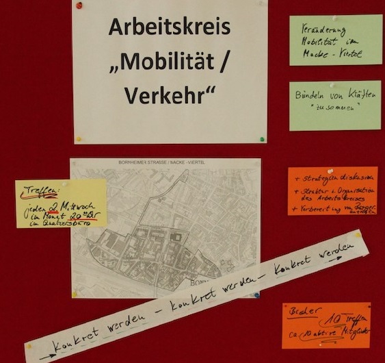 Mobilität und Verkehr im Macke-Viertel – Was soll sich verändern? Wie gestaltet sich Mobilität und Verkehr im Macke-Viertel? Wie wird unser Viertel lebenswerter?